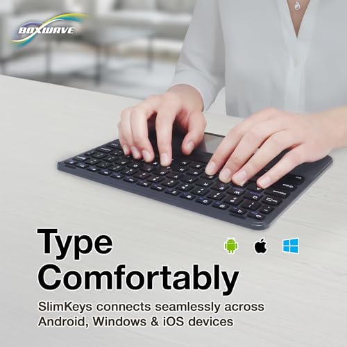 BoxWave Keyboard Compatible with OnePlus 8T - SlimKeys Bluetooth Keyboard with Trackpad, Portable Slim TouchPad - Jet Black