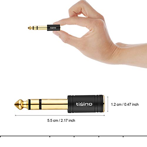 Tisino 3.5mm to 1/4 Stereo Adapter, 1/8 inch Female to 1/4 inch Male Aux Jack Converter Headphone Adapter - Black, 1PCS | 1/8" to 1/4" Headphone Jack Converter for Amp, Mixer, Guitar, Gold-Plated TRS Stereo Aux Adapter Audio Plug - size: Adapter 1 PCS