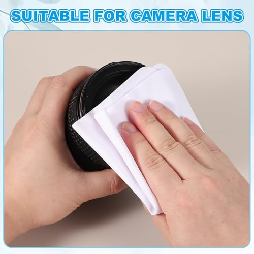 PATIKIL Glasses Cleaning Cloth 7.9" x 7.9", 12 Pcs Microfiber Eyeglasses Cleaner Cloths Soft Suede Wipe Screen for Camera Len Eyeglass Screens Phones Smart Devices, White - color: White, size: 7.9" x 7.9"