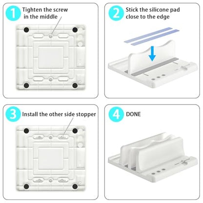 Vertical Laptop Stand Holder - Adjustable ABS Plastic Laptop Holder Vertical, Space-Saving 4 in 1 Compatible with All MacBook Pro Air, Mac, HP, Dell, Microsoft Surface (White) - color: White