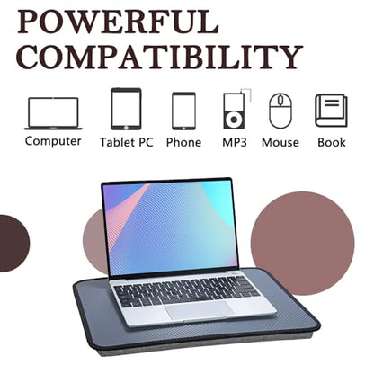 Portable Laptop Desk Fits Up to 16“ Laptops, Built-in Cushion,Lap Stand for Bed & Couch & Carpet, Great for Home & Office,Lap Desk with Cushion (Dark Grey, Medium) - color: Dark Grey