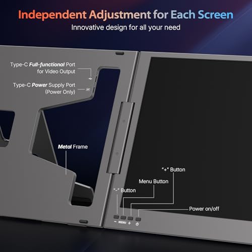 QQH 15.6" Laptop Screen Extender, 1080P Ultra-Slim Portable Triple Monitor | One Cable USB-C Portable Laptop Monitor Extender, Plug and Play Dual Laptop Monitor, Travel Monitor for 12"-16" Laptops