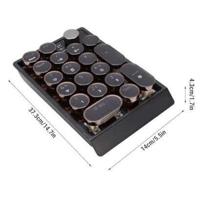 PUSOKEI Mechanical Number Pad, Bluetooth / 2.4G / USB C Retro Numeric Keypad with Knob, 1000mAh Rechargeable, RGB Backlit Hot Swappable Numpad for Laptop PC