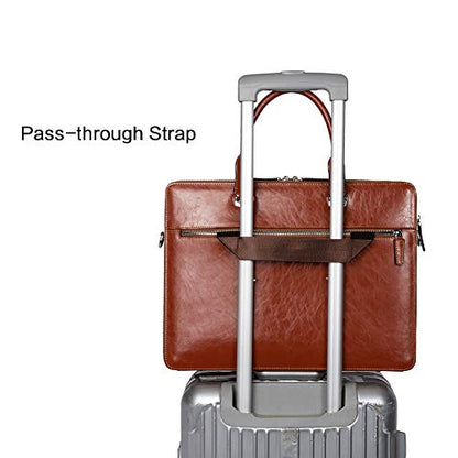 BOSTANTEN Briefcases for Men Messenger Bag Genuine Leather Laptop Bag 15.6 inch Office Work Tote for Buisness Travel - color: A-brown