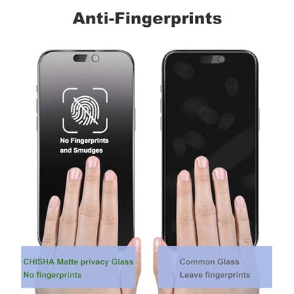 Matte Privacy Screen Protector for iPhone 15Pro Screen Protector Anti-Glare, Anti-Spy Tempered Glass Film, Smooth and Responsive Touch Anti-Scratch Glass