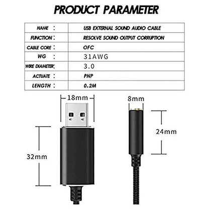 USB to 3.5mm Jack Audio Adapter with 3.5mm Headphone and Microphone Jack for, for, for, for PC/Laptops, Black, 500043134