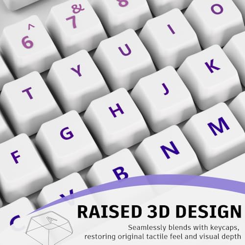 ProElife Gradient Keyboard Letter Stickers with Tweezer, English, Purple | Transfer Printing Peel-Off Film, Leave English Letters on Keys, Keyboard Letters Replacement Stickers for Desktop Computer - color: Purple