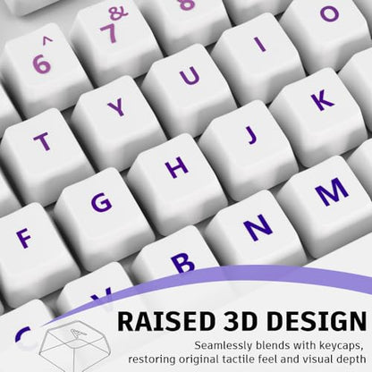 ProElife Gradient Keyboard Letter Stickers with Tweezer, English, Purple | Transfer Printing Peel-Off Film, Leave English Letters on Keys, Keyboard Letters Replacement Stickers for Desktop Computer - color: Purple