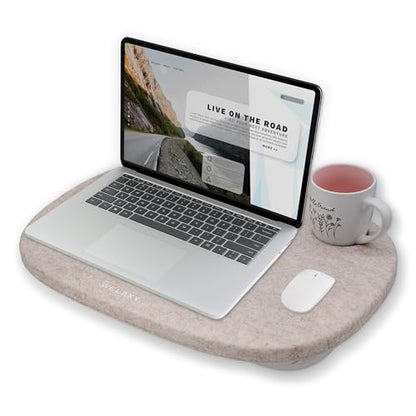 Welaxy Laptop Lap Desk Portable Large Workspace LapDesk for Bed Home Office fits up to 17 Inch Laptop MacBook Chromebook Tablet Lightweight Tray Table with Ergonomic 3D Pillow (Oatmeal) - color: Oatmeal