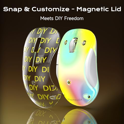 memzuoix 2.4G LED Wireless Mouse, Rechargeable Ergonomic Mouse with Detachable Cover, 1400 DPI Portable Optical Computer Mouse with USB Receiver for Laptop, PC, Desktop and MacBook, 5 Buttons-Yellow - color: Yellow