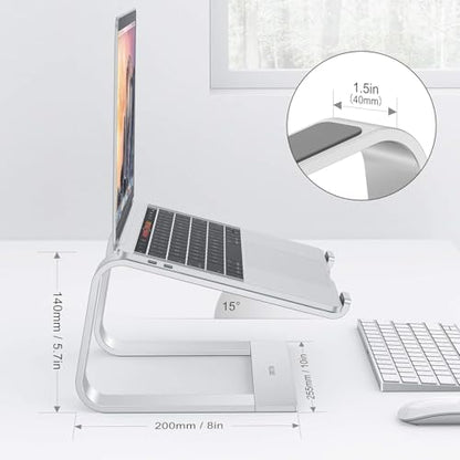 OMOTON Laptop Stand, Detachable Mount for MacBook Air/Pro Dell HP Silver | 11-17" Laptop Holder for Desk, Notebook Computer Mount, Lightweight Cooling for Desk, Ergonomic Home Office - color: Silver