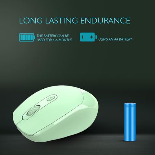 ONE-UP Wireless Mouse, 2.4G, Silent, USB Nano Receiver for Laptop, Chromebook, PC, Mac, Windows and School Work （Green） - color: Green