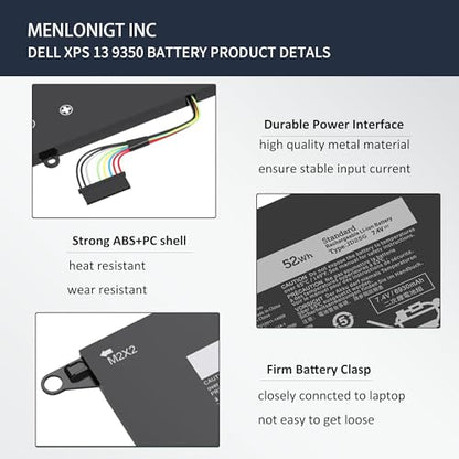 XPS 13 9350 9343 JD25G 90V7W Battery for Dell XPS 13 XPS 13 9343 9350 P54G JHXPY JHXPY53 5K9CP 05K9CP 090V7W XPS13D-9343-1708 13D-9343-3708 13-9350-D1508G 13-9350-350 13-9350-D1608 13-9350 - size: 8.1 x 5.3 x 0.3 inches JD25G BATTERY