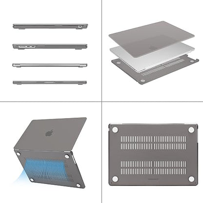 MOSISO Compatible with MacBook Air 15 inch Case M5 2026 M4 M3 M2 2025-2023 | A3448 A3241 A3114 A2941, Scratch-Resistant Protective Hard Shell Case&Keyboard Cover&ScreenFilm&Pouch, Gray - color: Gray