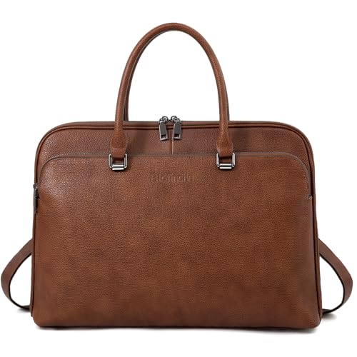 Blofinche Laptop Messenger shoulder bag: Genuine Leather work Briefcase 13.3 15.6 inch designer Satchel handbag - color: Litchi Brown, size: 15.6 inch