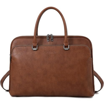 Blofinche Laptop Messenger shoulder bag: Genuine Leather work Briefcase 13.3 15.6 inch designer Satchel handbag - color: Litchi Brown, size: 15.6 inch