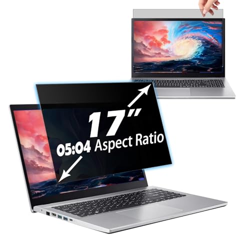 17 Inch Laptop Privacy Screen for 05:04 Monitors, Anti-Spying, Anti-Glare, Blue Light Filter, Removable Privacy Shield for Lenovo, Dell, HP, Acer, ASUS, and Other Computers (17 Inch (05:04)) - size: 17 Inch (05:04)