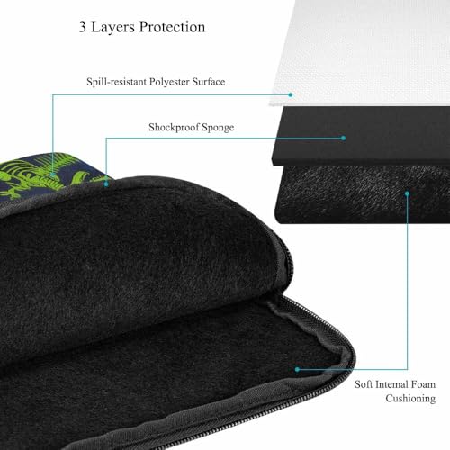 Laptop Sleeve Bag 15.4 15.6 Inch,Cool Dinosaur Dino Animal Blue Green Protective Polyester Computer Cases Laptop Cover Briefcase Bag Tablet Travel Cover - color: LPS-004