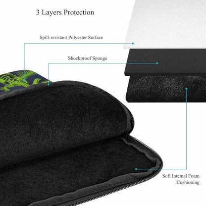 Laptop Sleeve Bag 15.4 15.6 Inch,Cool Dinosaur Dino Animal Blue Green Protective Polyester Computer Cases Laptop Cover Briefcase Bag Tablet Travel Cover - color: LPS-004