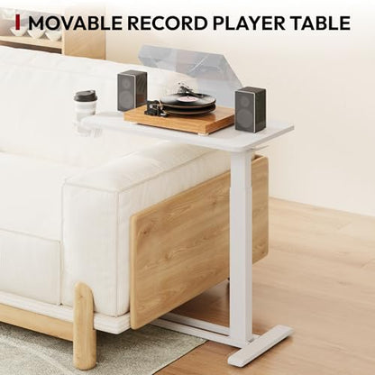SANODESK Mobile Standing Desk with Hidden Wheels,Pneumatic Laptop Desk Rolling Computer Cart Movable Height Adjustable Small Sit Stand Desk for Home Office(27.6" W x 15.7" D, White) - color: White, size: 28x16
