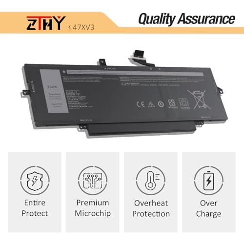 ZTHY 47XV3 5Y3T9 Laptop Battery for Dell Latitude 9330 Latitude 9330 2-in-1 | Replacement for P35S P35S001 Latitude 9330 4JG2Y 6W5R4 V2KRT Series 05Y3T9 GK1M0 11.55V 50Wh 4113mAh - size: 10.51*3.86*0.2 inch 47XV3