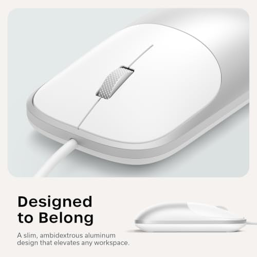 Satechi Slim LX Wired Mouse, Aluminum USB-C Design, Silver | Quiet click performance, for Mac and PC setups - color: Silver