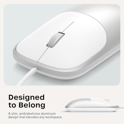 Satechi Slim LX Wired Mouse, Aluminum USB-C Design, Silver | Quiet click performance, for Mac and PC setups - color: Silver