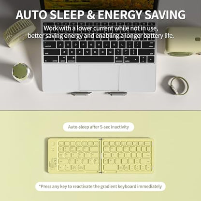 Foldable Bluetooth Keyboard with UV Printing Technology Rechargeable Keyboards,Compact Wireless Travel Keyboards for iPad, Smartphone, Tablet and Laptop - Z1 Coffee - color: Z1 Coffee