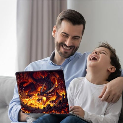 DEGDFSGR 12.1-15.6 Inch Universal Reusable Laptop Skin Sticker Decal, Waterproof Removable Protector for Notebook Cover, Scratch-Resistant Vinyl Cuttable Full Wrap Sticker, Fire Dragon Lava Cave - color: Fire Dragon Lava Cave
