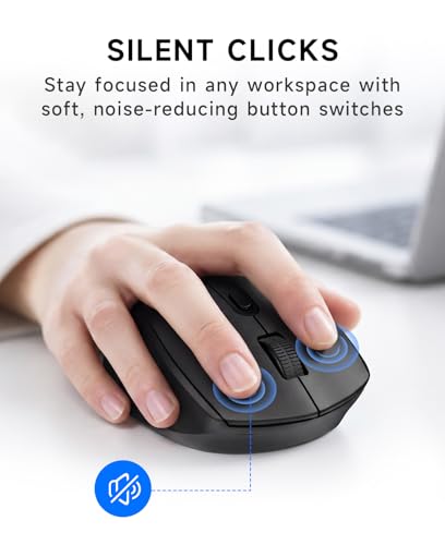 PHILIPS Wireless Mouse for Laptop, 2.4GHz & Bluetooth Computer Mouse for Small to Medium Hands, 5-Level Adjustable 4000 DPI High Precision, 6 Buttons, Silent Mouse for PC, Mac, Tablets