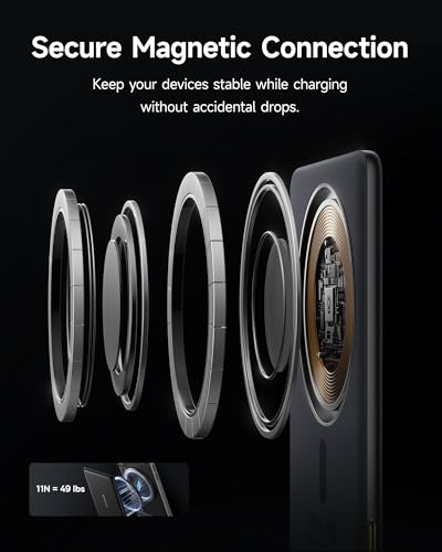 Baseus Picogo Power Bank, Smallest 5,000mAh Magnetic Wireless Charger with USB-C Braided Cable, Fast Charging Portable Battery Pack, NTC Safety Alloy Travel Essential for iPhone 17 Pro Max/17 Air/17e - color: Cosmic Black