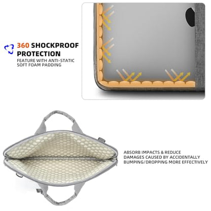 KINGSLONG 15.6 inch Laptop Shoulder Bag, Slim Shockproof Computer Sleeve Notebook Ultrabooks Carrying Case Handbag Cover Fit for Acer Asus Dell Lenovo HP Toshiba, Gray - color: Grey, size: 15 - 15.6 Inch
