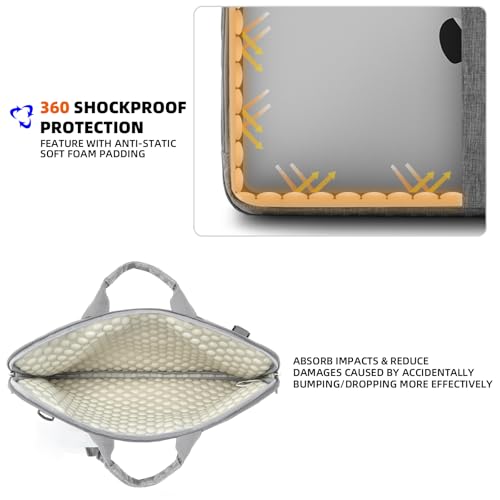 KINGSLONG 15.6 inch Laptop Shoulder Bag, Slim Shockproof Computer Sleeve Notebook Ultrabooks Carrying Case Handbag Cover Fit for Acer Asus Dell Lenovo HP Toshiba, Gray - color: Grey, size: 15 - 15.6 Inch
