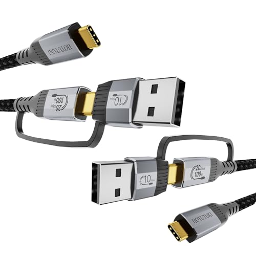 USB Cables 2PACK（3.3FT+3.3FT） USB a to USB c Cable Multi Functional 2in1,20Gbps High Speed Data Transfer,4K@60Hz UHD Video 5A/100W Fast Charge Cord - size: 3.3FT/1M+3.3FT/1M