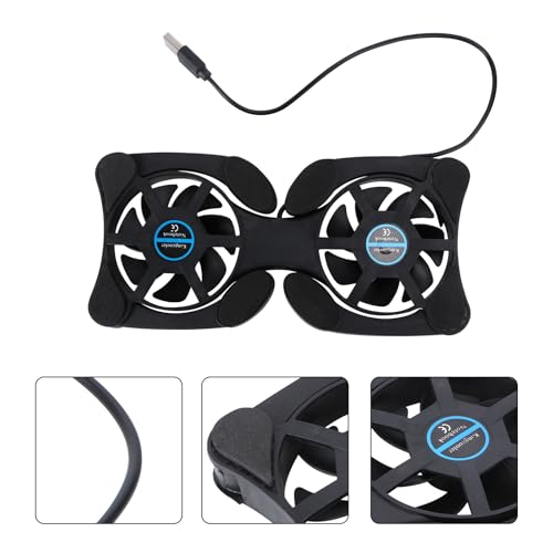 SEWACC Portable Foldable Laptop Cooler Fan with Dual USB Fans, Compact Dark Notebook Cooling Pad for Gaming and Office Use, Lightweight Computer Cooling Stand
