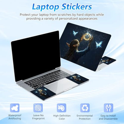 Universal Laptop Skin Sticker Decal with 2 Wrist Pad Skins, Waterproof Scratch Vinyl Cover for 11–15.6 Inch MacBook, HP, Dell, Lenovo, Cutable & Reusable,Elven Girl Magic Ring - color: Elven Girl Magic Ring