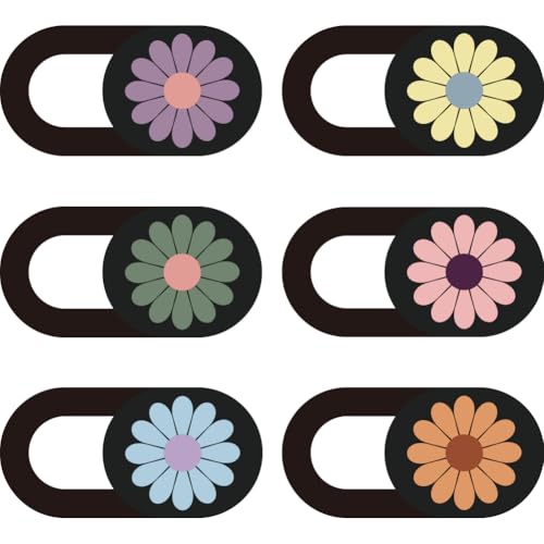 6Pcs 6 Styles Camera Cover Slide Flowers 0.04 Inch Ultra Thin Webcam Cover Slider for Mini PC Phone Laptop Desktop Tablet Daisy Plastic Durable Privacy Protectors for Home Work Office Use - color: Daisy-1