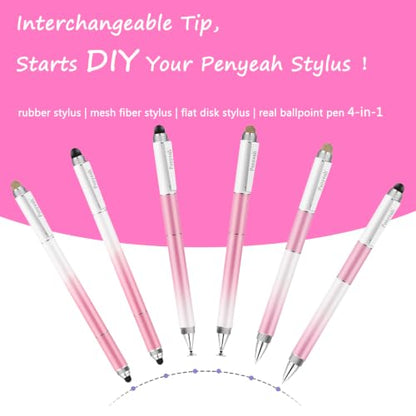 Penyeah Capacitive Stylus, Drawing Stylus for Nintendo Switch-Gradient Pink | 4 in 1, Universal Stylus Pen for Touchscreen, Compatible with Switch/iPhone/iPad/Samsung/Fire/Android Phone & Tablet/eReader - color: gradient pink