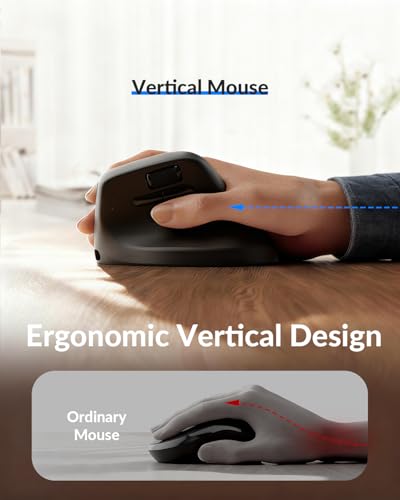 Keychron M5 8K Vertical Ergonomic Mouse Wireless, 2.4 GHz/Bluetooth 5.3/Wired Computer Mice Rechargeable, 5 Levels Up to 30K DPI with Programmable Buttons for Laptop macOS/Windows - Black - size: PixArt 3950 (8K Polling Rate)
