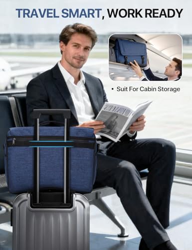 VX VONXURY Messenger Bag for Men, Fits 15.6-inch Laptop, Luggage Strap | Shoulder Satchel Bag for Work, 2 Large Compartments, Side Pockets, Water Resistant, Adjustable Buckles, Rugged Bottom - color: Blue 15in Laptop Bag