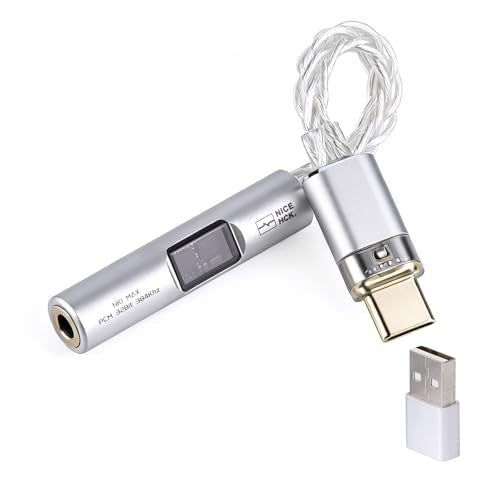 NICEHCK NK1 MAX Silver CX31993 Dual Chip USB C to 3.5 HiFi DAC Amp Cable | DAC dongle with CX31993+MAX97220 dual chips, upgraded 8-strand silver-plated OCC cable,supports 32bit/384kHz lossless audio - color: Pale Silver