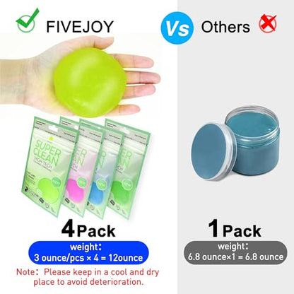 Car Cleaning Gels 4-Pack, Car Cleaning Putty Universal Auto Detailing Tools Car Interior Cleaner, Dust Cleaning Slime, Car Accessories for Car Vents & Keyboards, Clean Supplies– 320g (2.8oz/pcs) - color: Blue,Yellow,Green,Pink