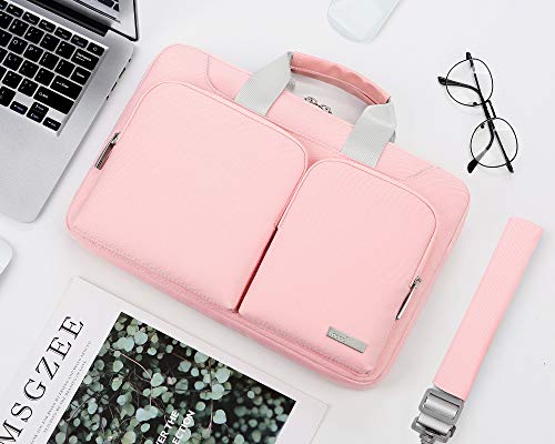 Lacdo 360° Protective Laptop Shoulder Bag, 15-15.6 inch Laptop Sleeve Case for Acer HP Lenovo Dell ASUS Laptop, Acer Aspire, HP Pavilion, Dell Inspiron, Lenovo IdeaPad,ASUS ZenBook Computer Bag, Pink - color: Pink, size: 15.6 Inches
