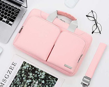 Lacdo 360° Protective Laptop Shoulder Bag for 13 inch MacBook Air M5 A3449 (2026), M4 A3240 2025, M3 A3113, M2 A2681, M1 A2337 A2179 A1932, 13 inch MacBook Neo A18 Pro A3404 (2026) Computer Bag, Pink - color: Pink, size: 13-13.3 Inches
