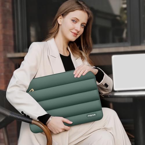 MOSISO Laptop Case 16 inch, 15-15.6 inch Puffy Laptop Sleeve Compatible with MacBook Pro 16 M5 M4 M3 M2 M1, HP Dell ASUS Acer Toshiba Lenovo, Polyester Horizontal Bag with Small Case, Emerald Green - color: Emerald Green, size: 16 inch