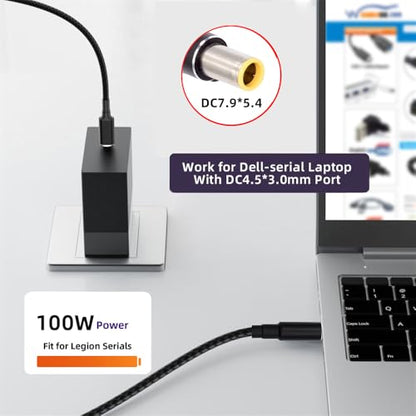 USB-C 100W 20V Input to DC 7.9 * 5.4mm PD Power 65W Output Charge Cable Support QC PD Type-C for Laptop (1.8m) - style: 7.9x5.4mm