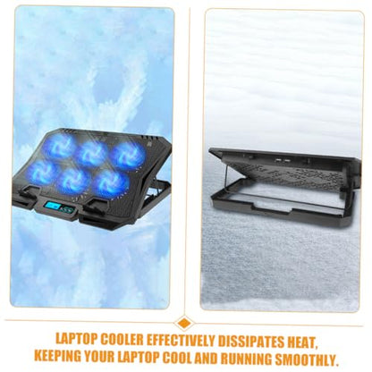 Toddmomy Laptop Cooling Pad 15.6 Inch with 6 Fans, Quiet Adjustable Speed Laptop Cooler Stand with Blue LED Light, Portable Cooling Fan Base for Gaming and Office Use
