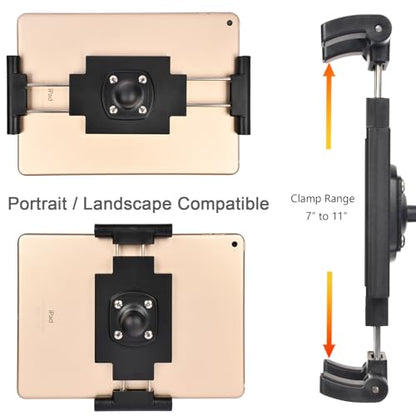 VAUBORTTI 1" Ball Tablet Holder – Screw-Mounted Tablet Mount Compatible with RAM B Size System, Adjustable iPad Holder for 7-12.9" Tablets, Car Truck Boat Dashboard