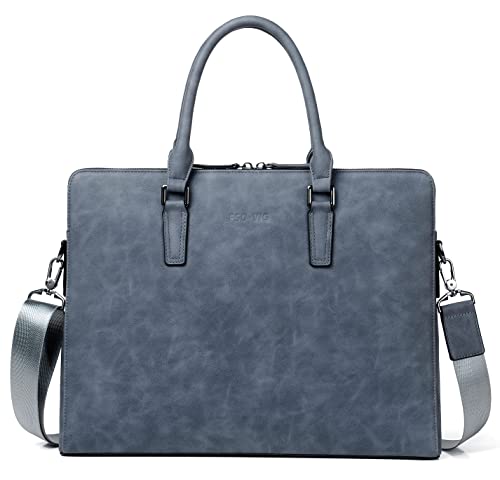 FSD. WG Business Bag Leather Messenger Bag Water Resistant Business Travel Briefcase Handbag Briefcase for Men - color: Blue