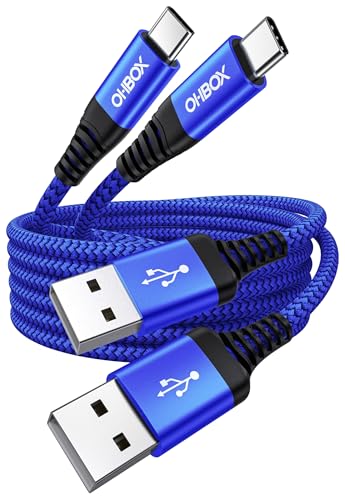 USB A to USB C Cables 60W Fast Charging [2 Pack 6FT], USB to USB C Cable | for CarPlay, USB Type C iPhone Charger Durable Braided USBC Cord for iPhone 17/16/15/Pro Max/Samsung Galaxy S23 and More-Blue - color: Blue, size: 6FT, style: USB A to USB C